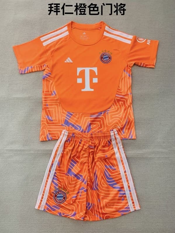 Bayern Munich 26/27 Kids Goalkeeper Orange Soccer Jersey And Shorts Bayern Munich 26/27 Kids Goalkeeper Orange Soccer Jersey And Shorts