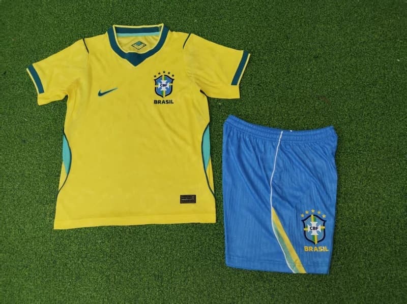 Brazil 2026 Kids World Cup Home Soccer Jersey And Shorts (Player)