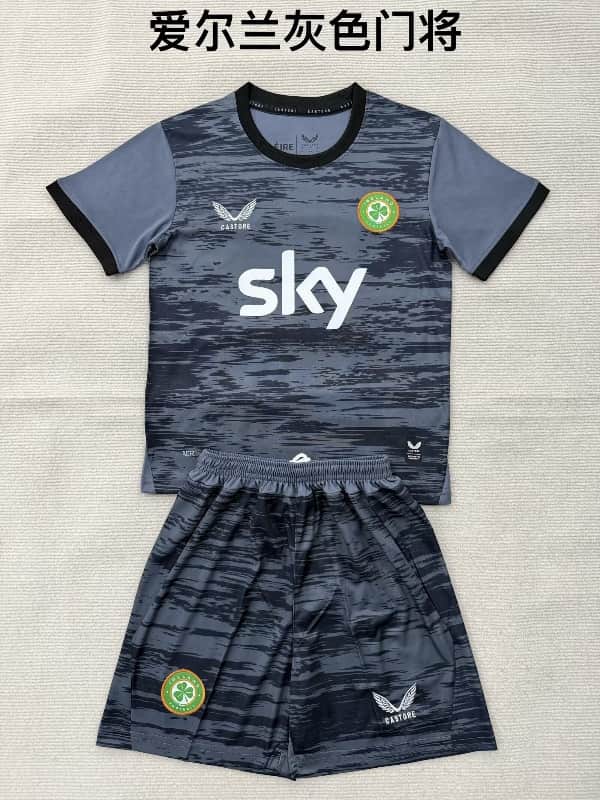 Ireland 2026 Kids Goalkeeper Grey Soccer Jersey And Shorts