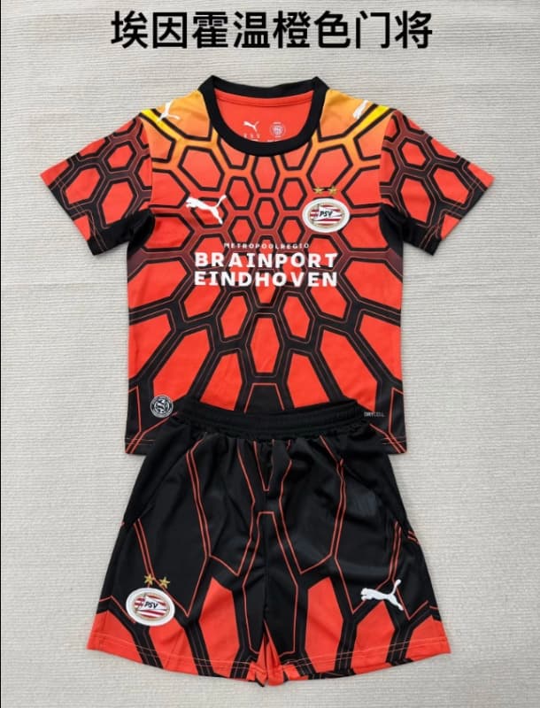 PSV Eindhoven 26/27 Kids Goalkeeper Orange Soccer Jersey And Shorts PSV Eindhoven 26/27 Kids Goalkeeper Orange Soccer Jersey And Shorts