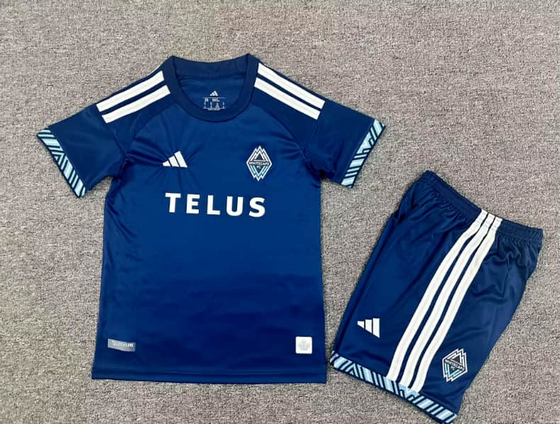 Vancouver Whitecaps 2026 Kids Away Soccer Jersey And Shorts