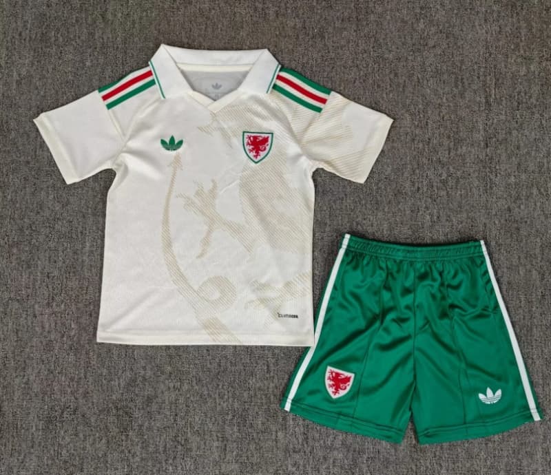 Wales 2026 Kids Away Soccer Jersey And Shorts