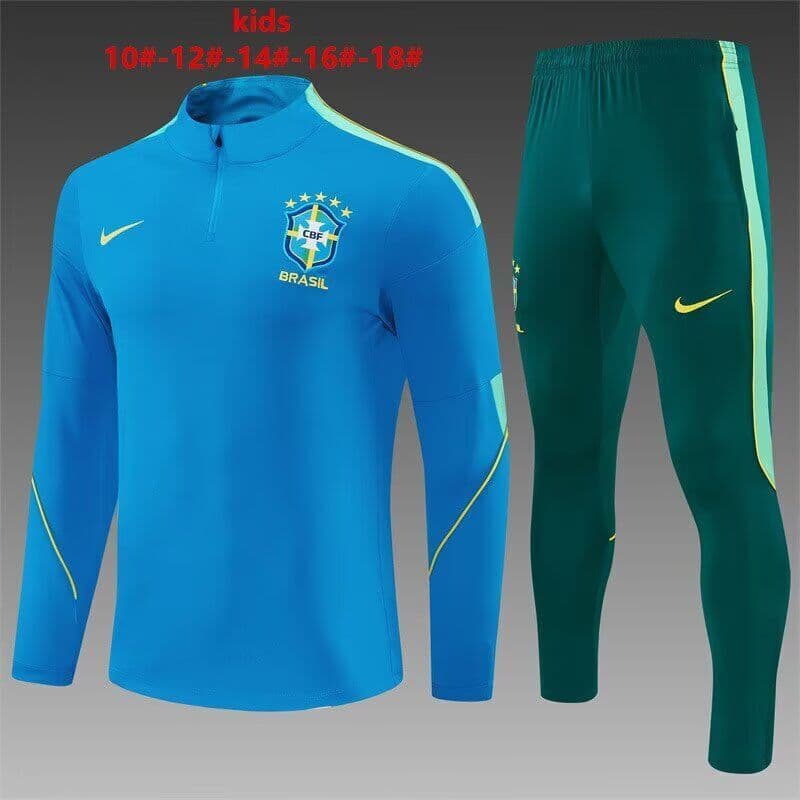 Brazil 2026 Kids Blue Soccer Tracksuit