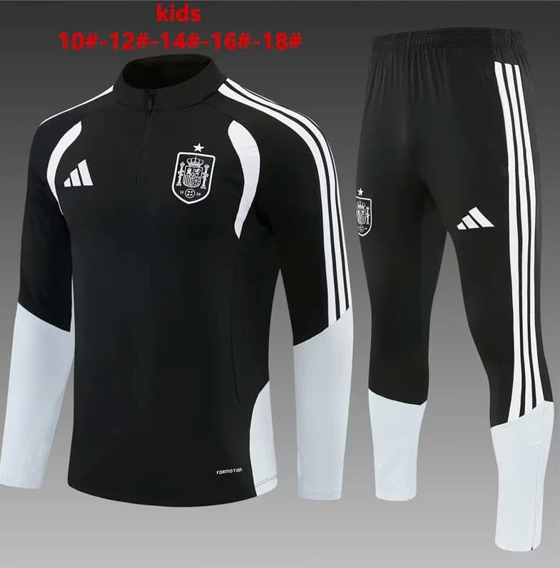 Spain 2026 Kids Black Soccer Tracksuit