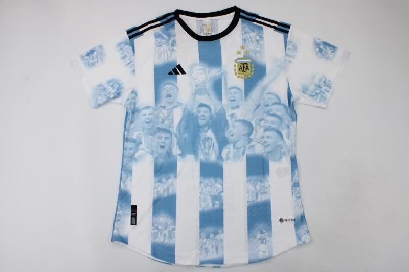 AAA(Thailand) Argentina 2022 World Cup Champion 3 Stars Soccer Jersey(Player)