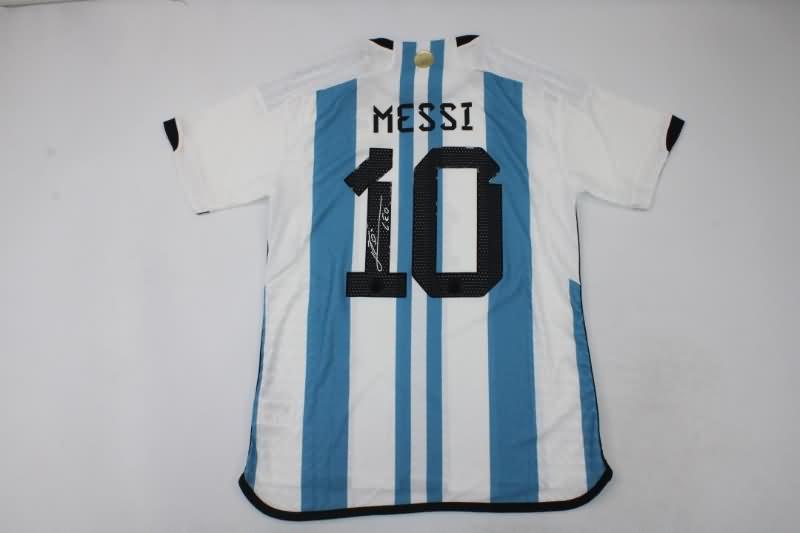 AAA(Thailand) Argentina 2022 World Cup Signature 3 Stars Soccer Jersey