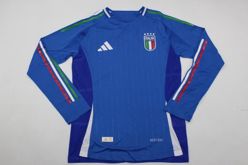 AAA(Thailand) Italy 2024 Home Long Sleeve Soccer Jersey (Player)