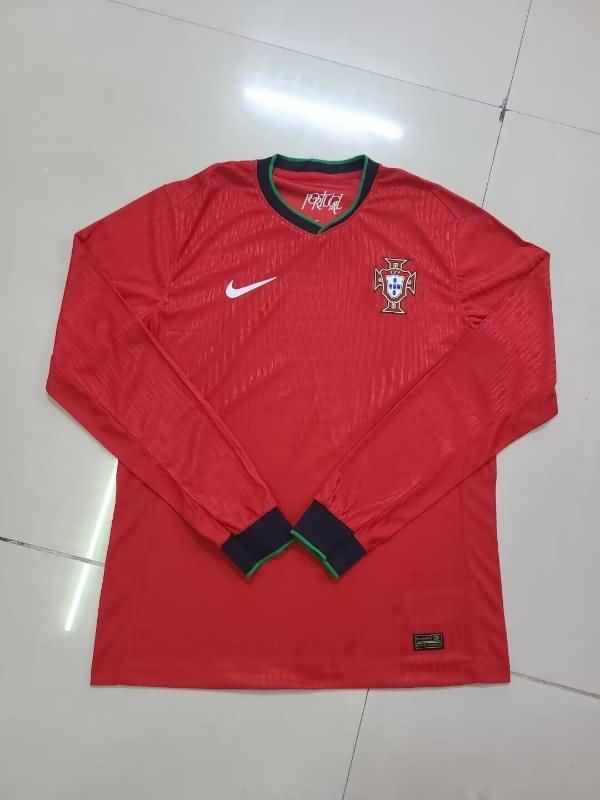 AAA(Thailand) Portugal 2024 Home Long Sleeve Soccer Jersey (Player)