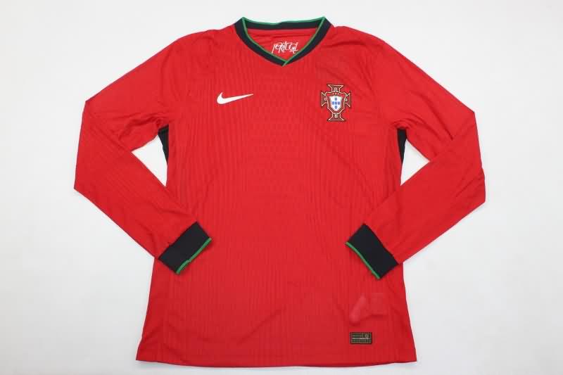 AAA(Thailand) Portugal 2024 Home Long Sleeve Soccer Jersey (Player)