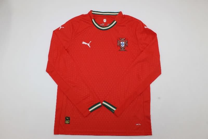 AAA(Thailand) Portugal 2025 Home Long Sleeve Soccer Jersey