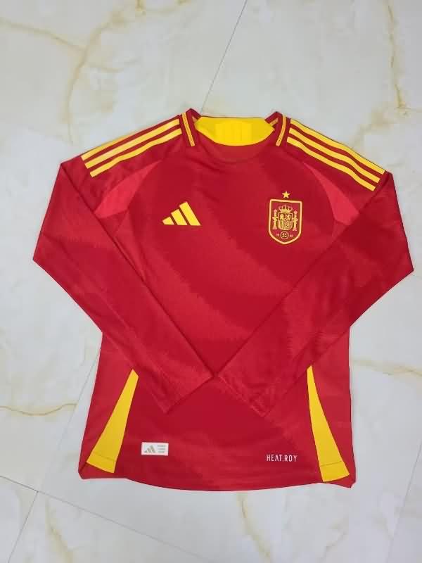 AAA(Thailand) Spain 2024 Home Long Sleeve Soccer Jersey