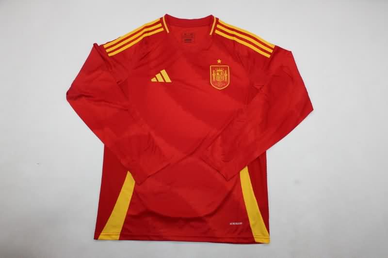 AAA(Thailand) Spain 2024 Home Long Sleeve Soccer Jersey