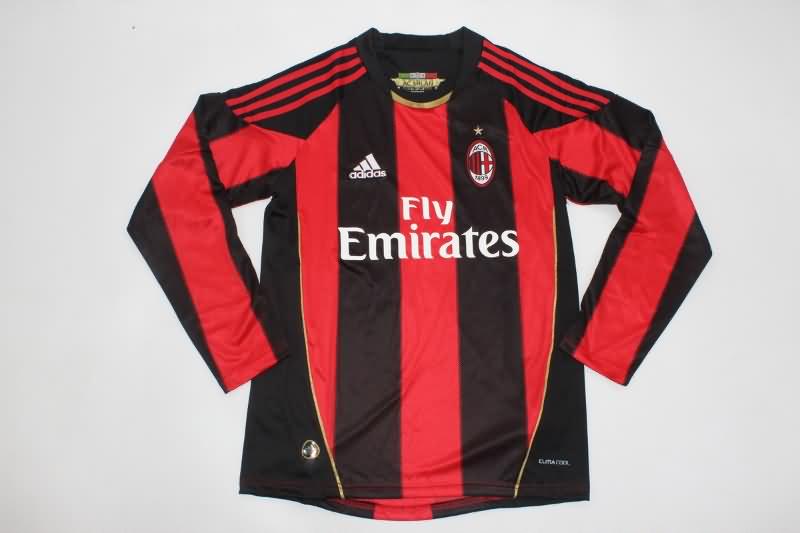 AAA(Thailand) AC Milan 2010/11 Home Long Sleeve Retro Soccer Jersey