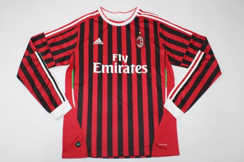 AAA(Thailand) AC Milan 2011/12 Home Retro Long Sleeve Soccer Jersey