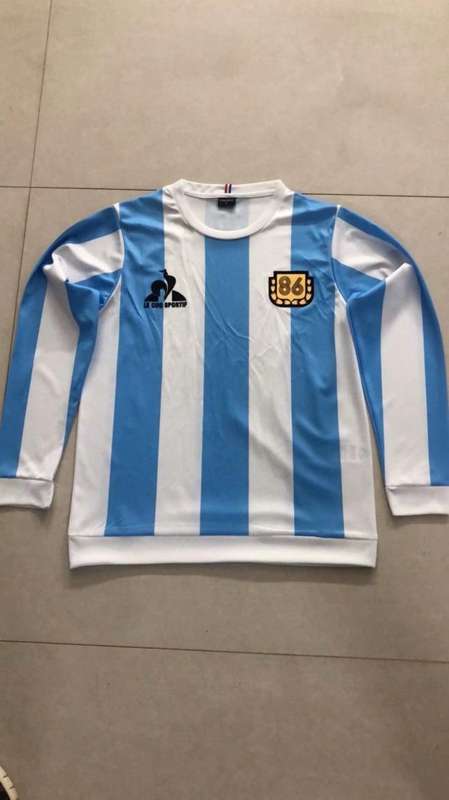 AAA(Thailand) Argentina 1986 Home Champion Retro Long Sleeve Soccer Jersey