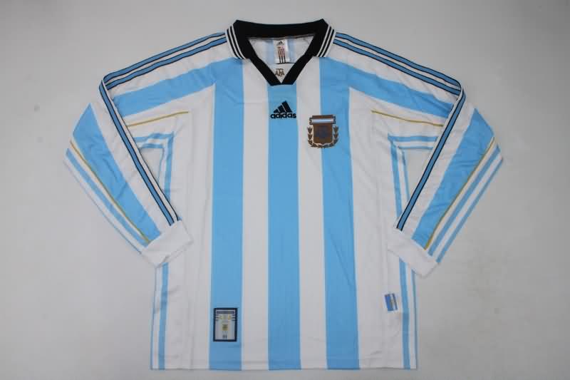 AAA(Thailand) Argentina 1998 Home Long Sleeve Retro Soccer Jersey