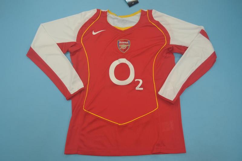 AAA(Thailand) Arsenal 2004/05 Home Retro Long Sleeve Soccer Jersey