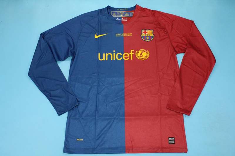 AAA(Thailand) Barcelona 2008/09 Home Retro Long Sleeve Soccer Jersey