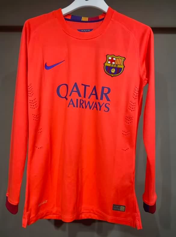 AAA(Thailand) Barcelona 2014/15 Away Long Sleeve Retro Soccer Jersey (Player)