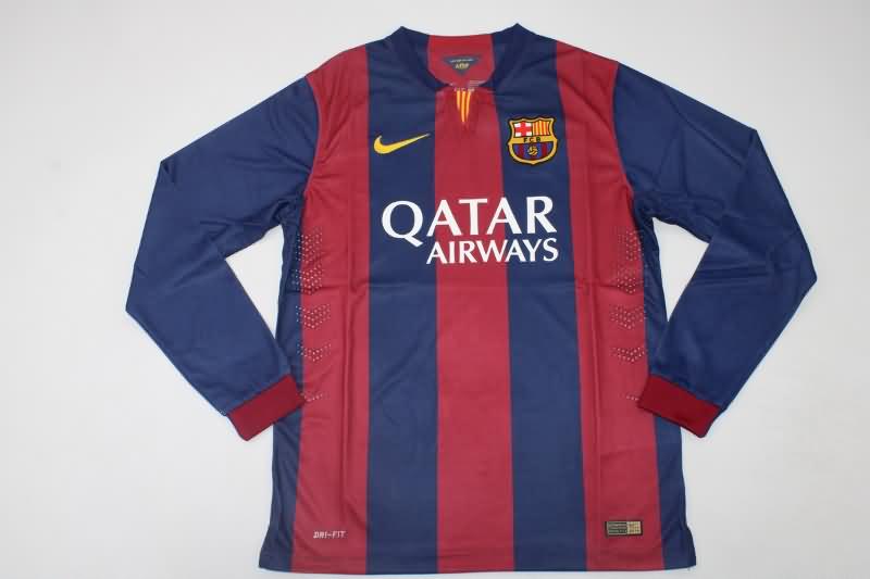 AAA(Thailand) Barcelona 2014/15 Home Long Sleeve Retro Soccer Jersey