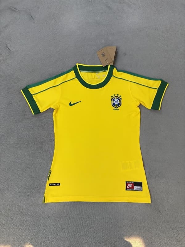 AAA(Thailand) Brazil 1998 Home Retro Women Soccer Jersey