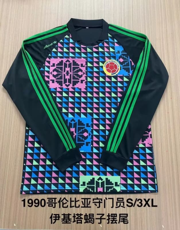 AAA(Thailand) Colombia 1990 Goalkeeper Retro Long Sleeve Soccer Jersey