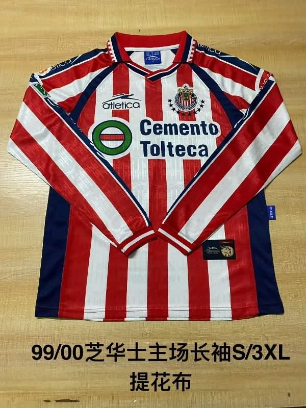 AAA(Thailand) Guadalajara 1999/00 Home Retro Long Sleeve Soccer Jersey