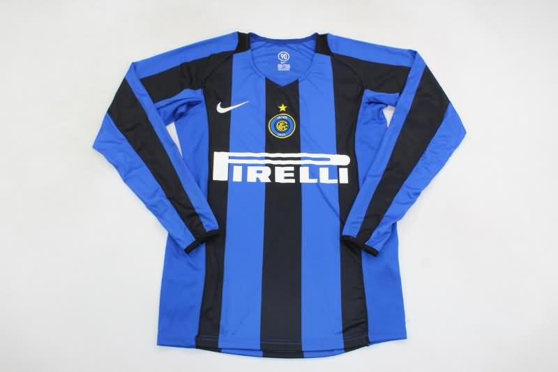 AAA(Thailand) Inter Milan 2004/05 Home Retro Long Sleeve Soccer Jersey