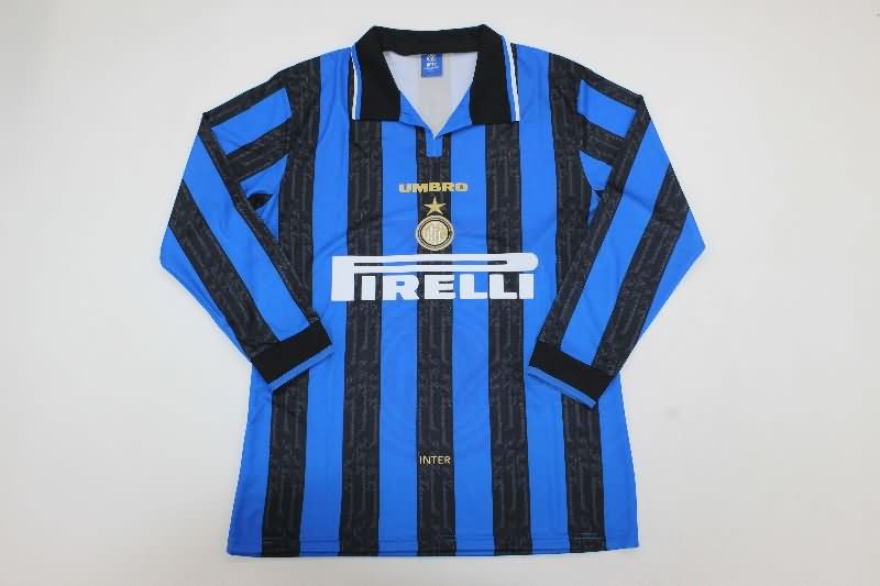 AAA(Thailand) Inter Milan 1996/97 Home Long Sleeve Retro Soccer Jersey