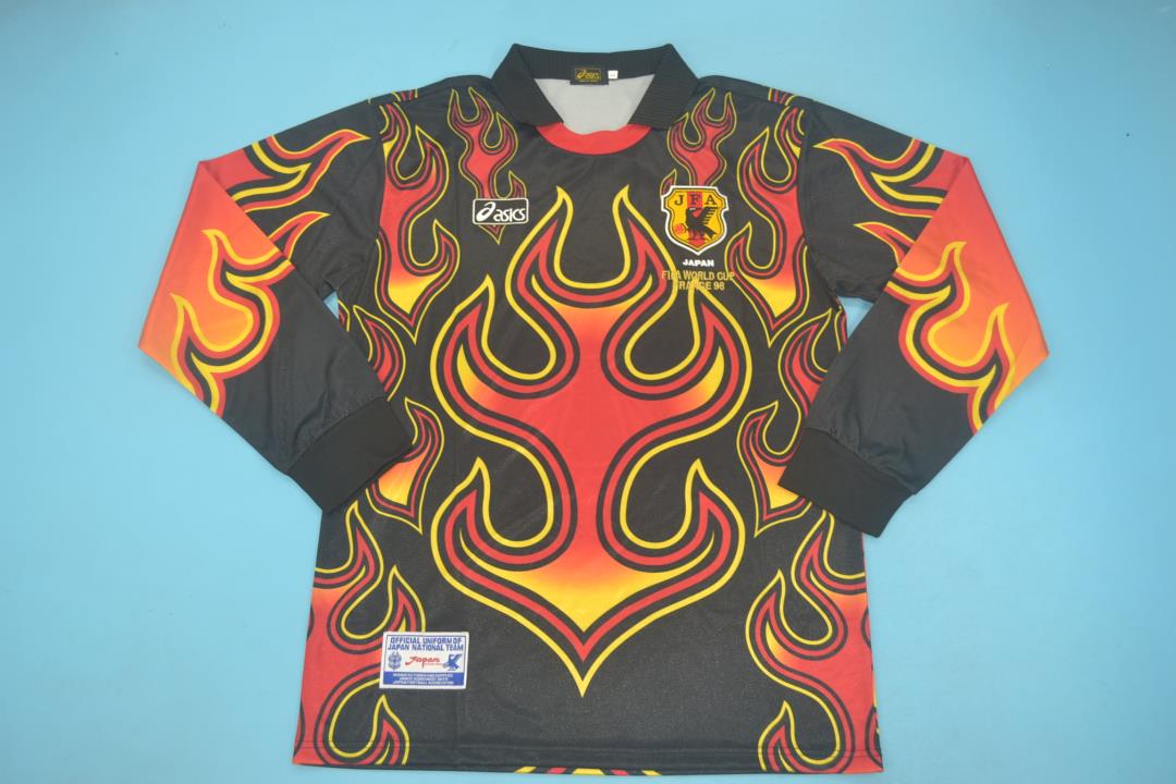 AAA(Thailand) Japan 1998 Goalkeeper Black LS Retro Soccer Jersey