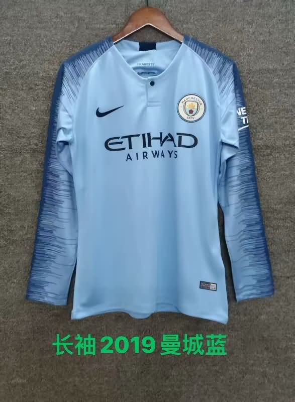 AAA(Thailand) Manchester City 2018/19 Home Long Sleeve Retro Soccer Jersey