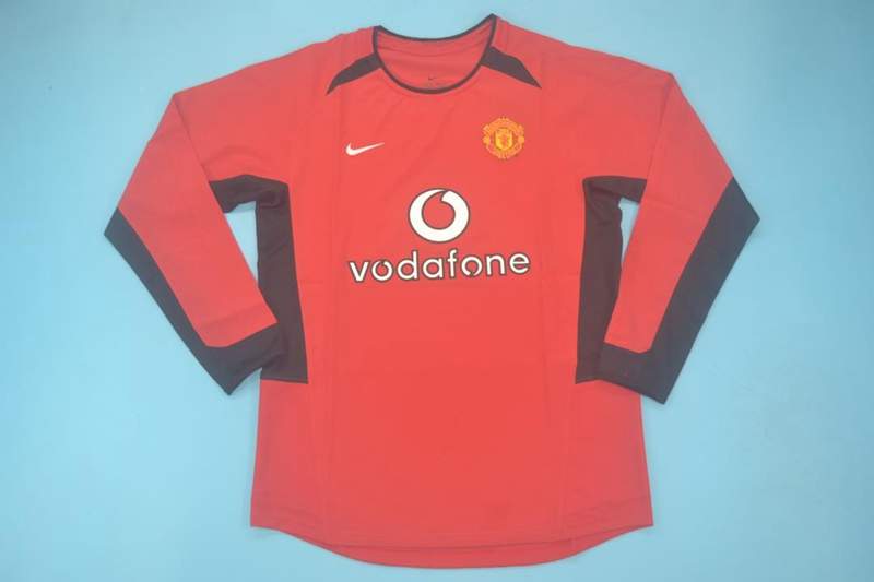 AAA(Thailand) Manchester United 02/04 Home Long Sleeve Retro Soccer Jersey