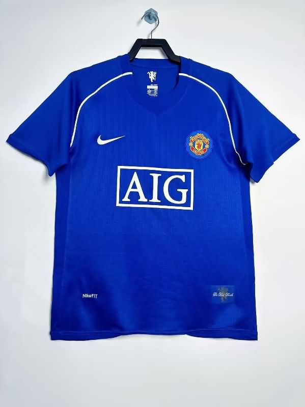 AAA(Thailand) Manchester United 2007/08 Goalkeeper Blue Retro Soccer Jersey