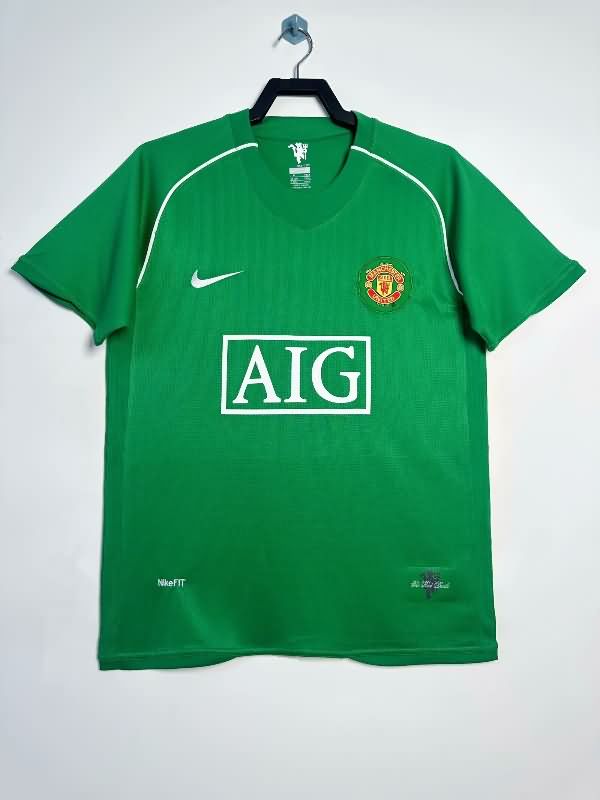 AAA(Thailand) Manchester United 2007/08 Goalkeeper Green Retro Soccer Jersey