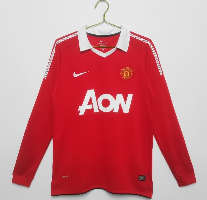 AAA(Thailand) Manchester United 2010/11 Home Long Sleeve Retro Soccer Jersey
