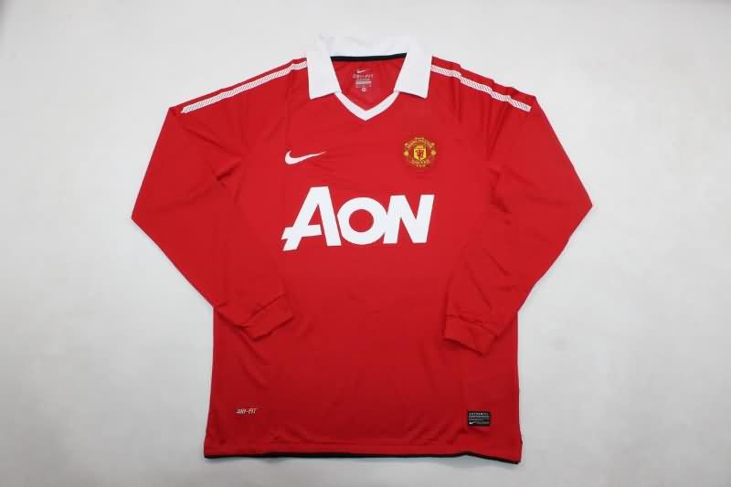 AAA(Thailand) Manchester United 2010/11 Home Long Sleeve Retro Soccer Jersey