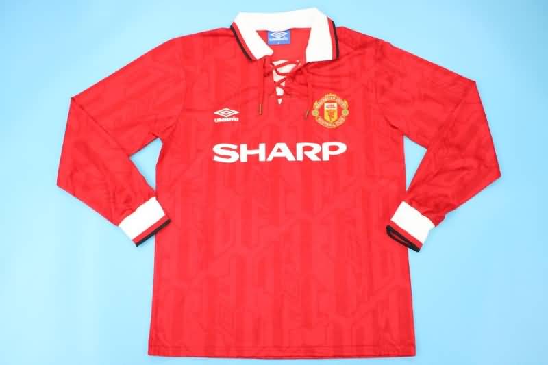 AAA(Thailand) Manchester United 1992/94 Home Long Sleeve Retro Soccer Jersey