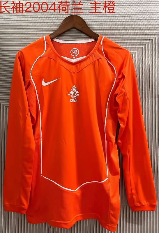 AAA(Thailand) Netherlands 2004 Home Retro Long Sleeve Soccer Jersey