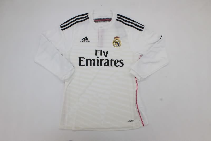 AAA(Thailand) Real Madrid 2014/15 Home Long Sleeve Retro Soccer Jersey(Player)