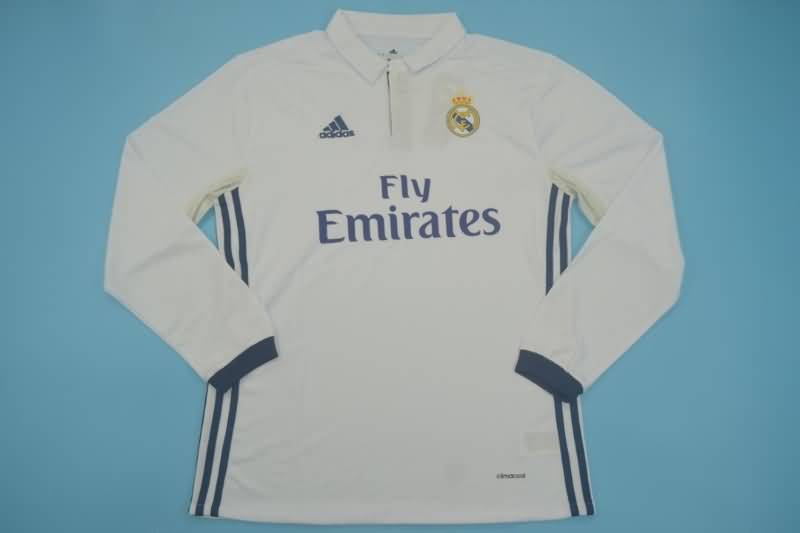 AAA(Thailand) Real Madrid 2016/17 Home Long Sleeve Retro Soccer Jersey