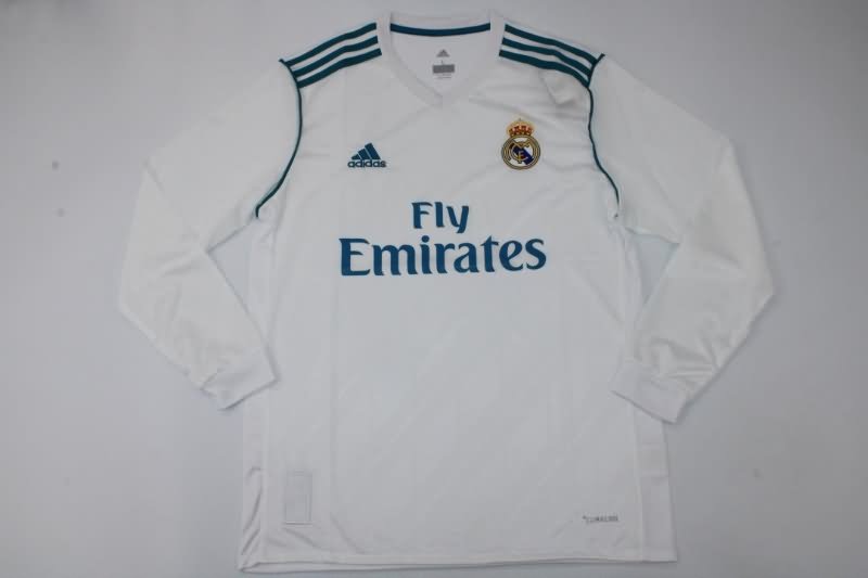 AAA(Thailand) Real Madrid 2017/18 Home Long Sleeve Retro Soccer Jersey