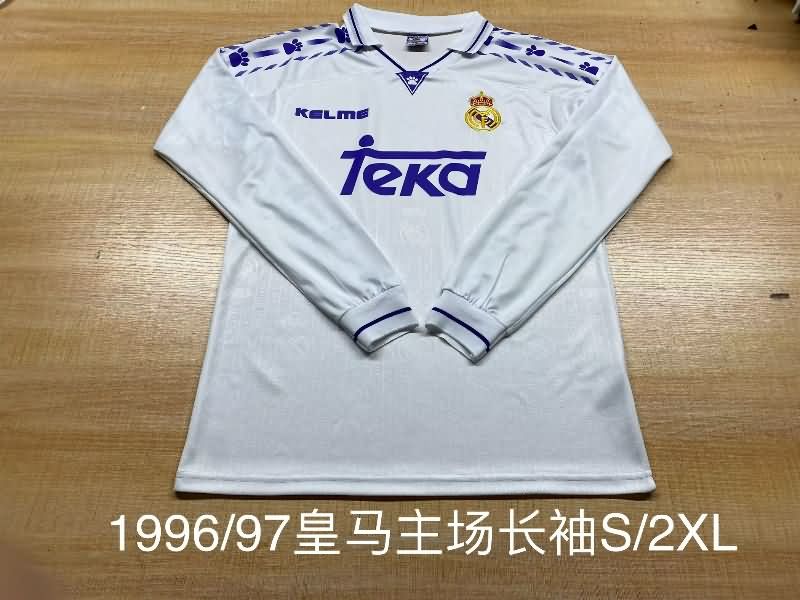 AAA(Thailand) Real Madrid 1996/97 Home Long Sleeve Retro Soccer Jersey