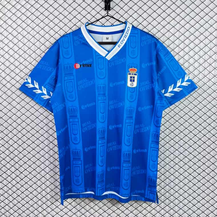 AAA(Thailand) Real Oviedo 1998/99 Home Retro Soccer Jersey AAA(Thailand) Real Oviedo 1998/99 Home Retro Soccer Jersey