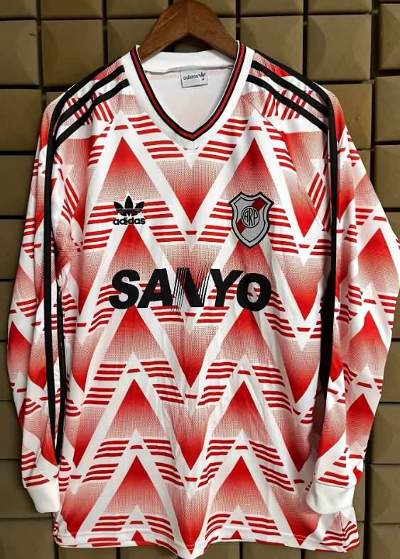 AAA(Thailand) River Plate 1992/93 Away Long Sleeve Retro Soccer Jersey