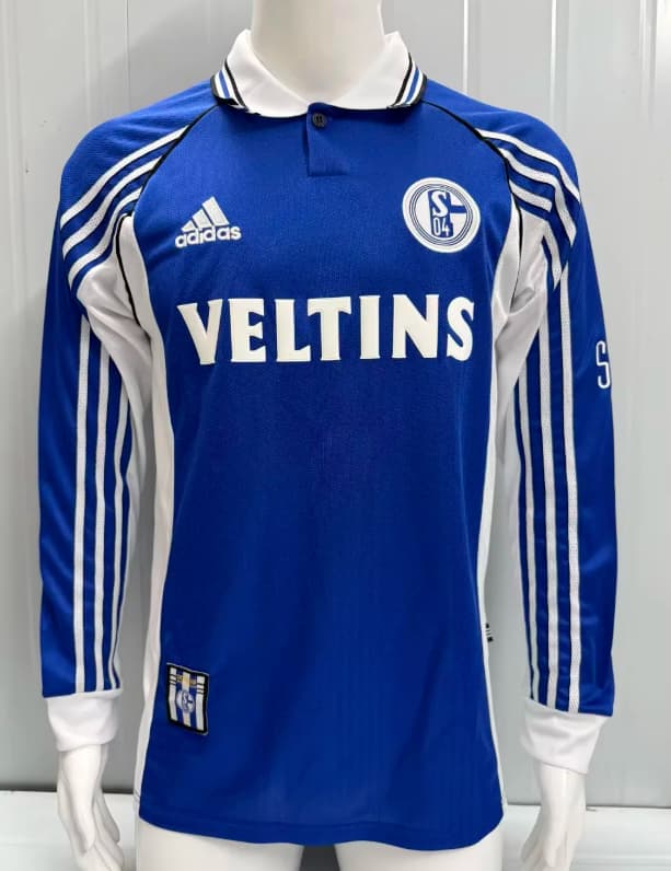 AAA(Thailand) Schalke 04 1998/2000 Home Retro Long Sleeve Soccer Jersey