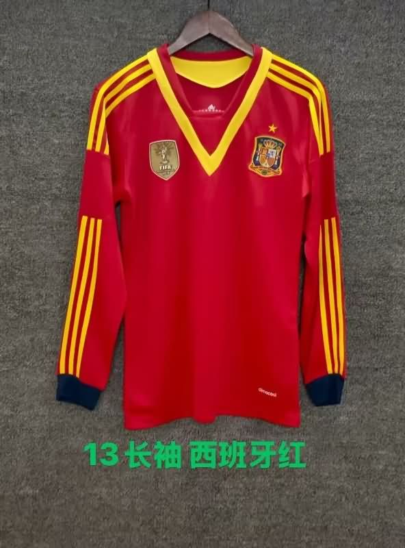 AAA(Thailand) Spain 2013 Home Long Sleeve Retro Soccer Jersey