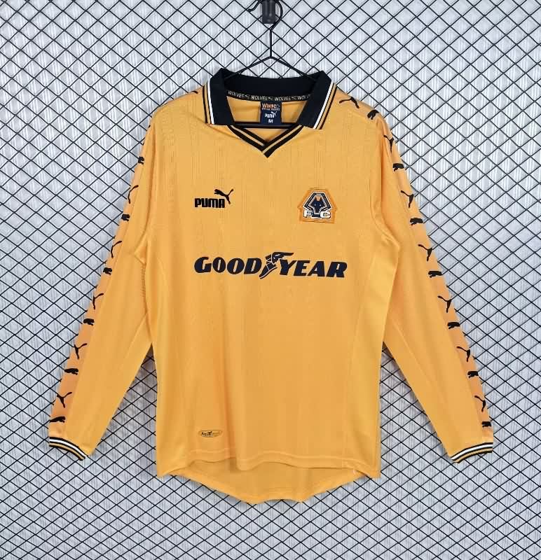 AAA(Thailand) Wolves 1998/99 Home Long Sleeve Retro Soccer Jersey