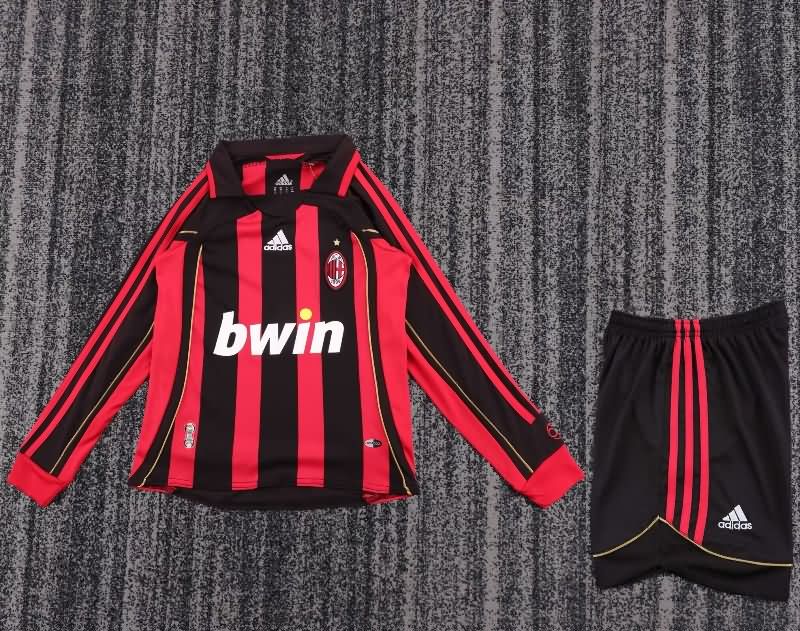 AC Milan 2006/07 Kids Home Long Sleeve Soccer Jersey And Shorts