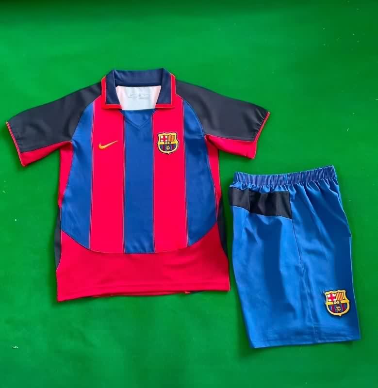Barcelona 2003/04 Kids Home Soccer Jersey And Shorts