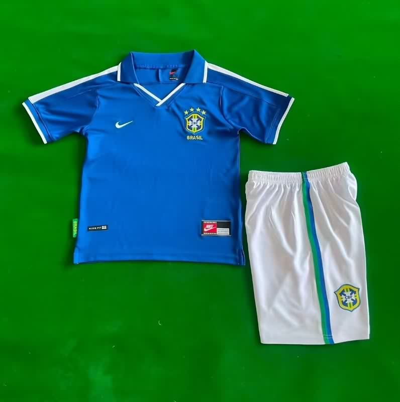 Brazil 1997 Kids Away Soccer Jersey And Shorts